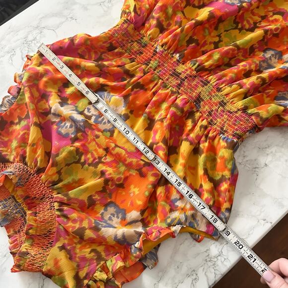 J. Crew Orange Sleeveless‎ Smocked Mock Neck Midi Dress Women's Size Medium NEW - Picture 12 of 14